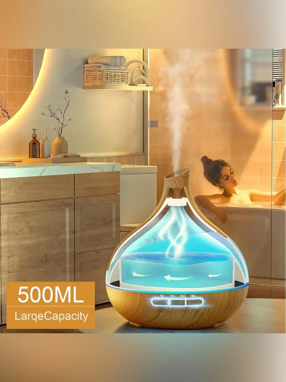 Essential Oil Diffuser for Women, 500ml Aromatherapy Diffuser
